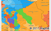 Political Simple Map of Jammu and Kashmir, political shades outside