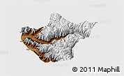 Physical 3D Map of Srinagar, cropped outside