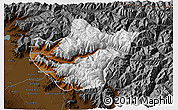 Physical 3D Map of Srinagar, darken
