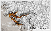 Physical 3D Map of Srinagar, lighten, semi-desaturated