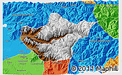 Physical 3D Map of Srinagar, political outside
