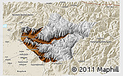 Physical 3D Map of Srinagar, shaded relief outside