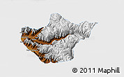 Physical 3D Map of Srinagar, single color outside