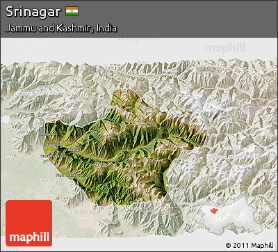 Satellite 3D Map of Srinagar, lighten