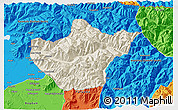 Shaded Relief 3D Map of Srinagar, political outside