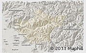 Shaded Relief 3D Map of Srinagar, semi-desaturated