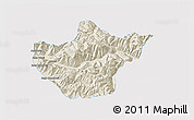Shaded Relief 3D Map of Srinagar, single color outside