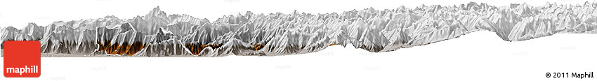 Physical Horizon Map of Srinagar, lighten, semi-desaturated