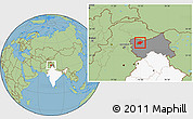Savanna Style Location Map of Srinagar, highlighted country, highlighted parent region