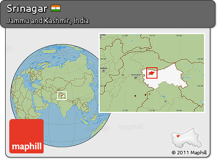 Savanna Style Location Map of Srinagar, highlighted parent region