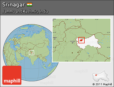 Savanna Style Location Map of Srinagar, highlighted parent region