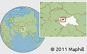 Savanna Style Location Map of Srinagar, highlighted parent region