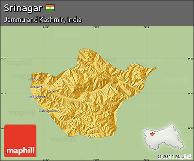Savanna Style Map of Srinagar, single color outside