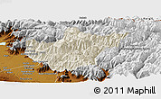 Shaded Relief Panoramic Map of Srinagar, physical outside