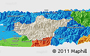 Shaded Relief Panoramic Map of Srinagar, political outside