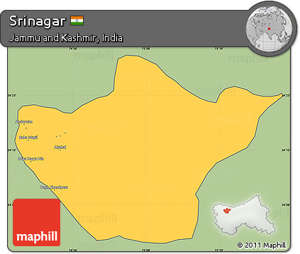 Savanna Style Simple Map of Srinagar, cropped outside