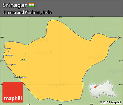 Savanna Style Simple Map of Srinagar, cropped outside