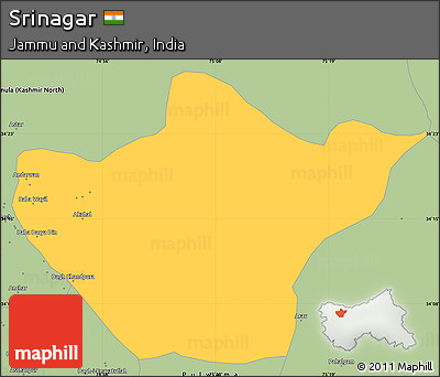 Savanna Style Simple Map of Srinagar