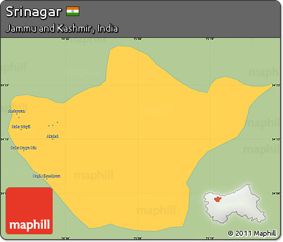Savanna Style Simple Map of Srinagar, single color outside