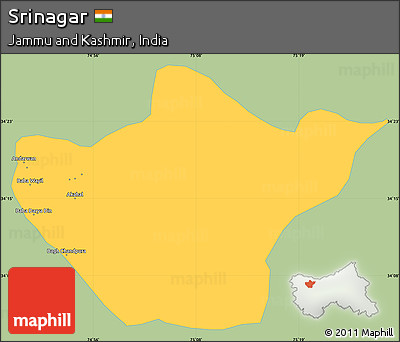 Savanna Style Simple Map of Srinagar, single color outside