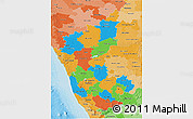 Political 3D Map of Karnataka, political shades outside