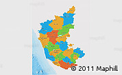 Political 3D Map of Karnataka, single color outside