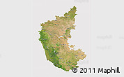 Satellite 3D Map of Karnataka, cropped outside