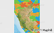 Satellite 3D Map of Karnataka, political outside