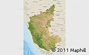 Satellite 3D Map of Karnataka, shaded relief outside