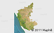 Satellite 3D Map of Karnataka, single color outside