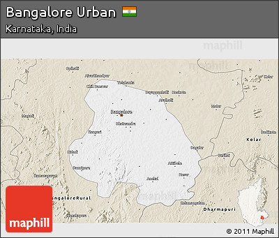 Classic Style 3D Map of Bangalore Urban