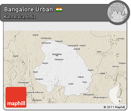 Classic Style 3D Map of Bangalore Urban