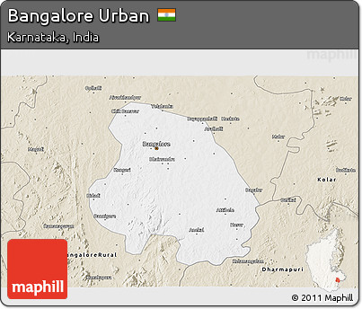 Classic Style 3D Map of Bangalore Urban