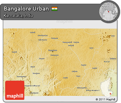 Physical 3D Map of Bangalore Urban