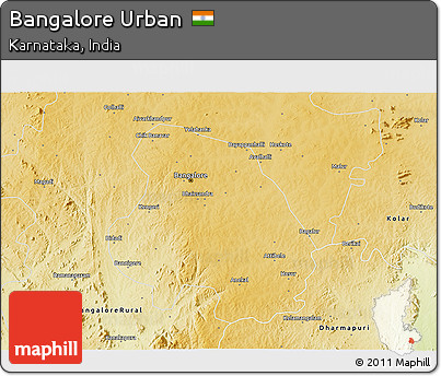 Physical 3D Map of Bangalore Urban
