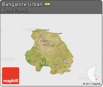 Satellite 3D Map of Bangalore Urban, single color outside