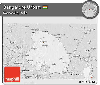 Silver Style 3D Map of Bangalore Urban