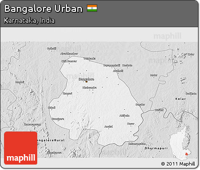 Silver Style 3D Map of Bangalore Urban