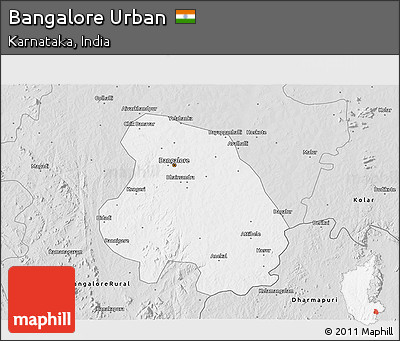 Silver Style 3D Map of Bangalore Urban