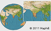 Satellite Location Map of Bangalore Urban, within the entire country