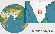 Satellite Location Map of Bangalore Urban, highlighted country