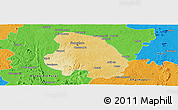 Physical Panoramic Map of Bangalore Urban, political outside