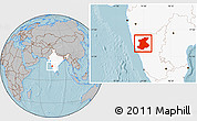 Gray Location Map of Belgaum, highlighted country, hill shading