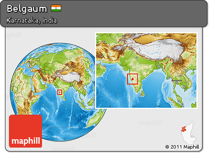 Physical Location Map of Belgaum, within the entire country