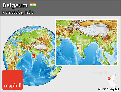 Physical Location Map of Belgaum, within the entire country