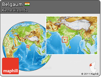 Physical Location Map of Belgaum, within the entire country