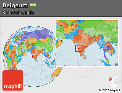 Political Location Map of Belgaum, within the entire country