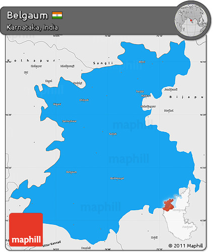 Political Simple Map of Belgaum, single color outside, borders and labels