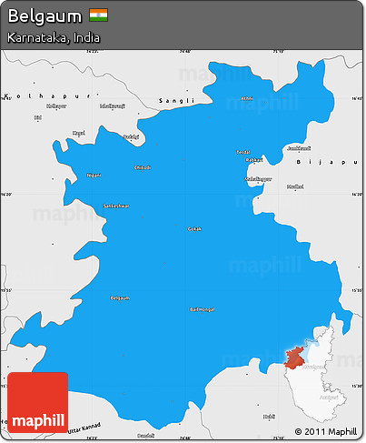 Political Simple Map of Belgaum, single color outside, borders and labels