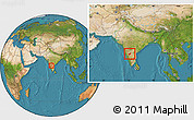 Satellite Location Map of Bellary, within the entire country